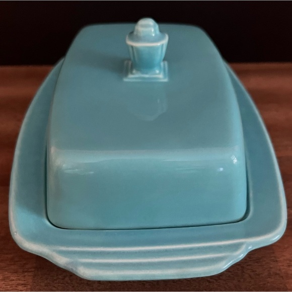 Homer Laughlin Harlequin Turquoise Half Pound Butter Dish  Rare Vintage - Picture 2 of 8